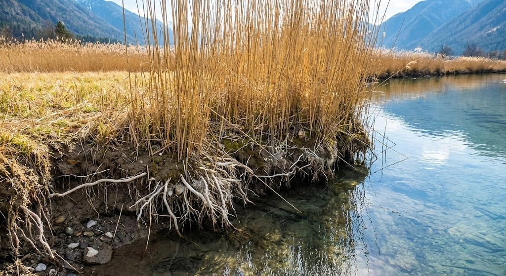 Fresh Reed Root (Lu Gen / Phragmites Rhizome) harvested from clean water for herbal medicine.